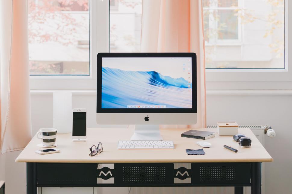Free Image of Desktop Computer on Desk in Office 