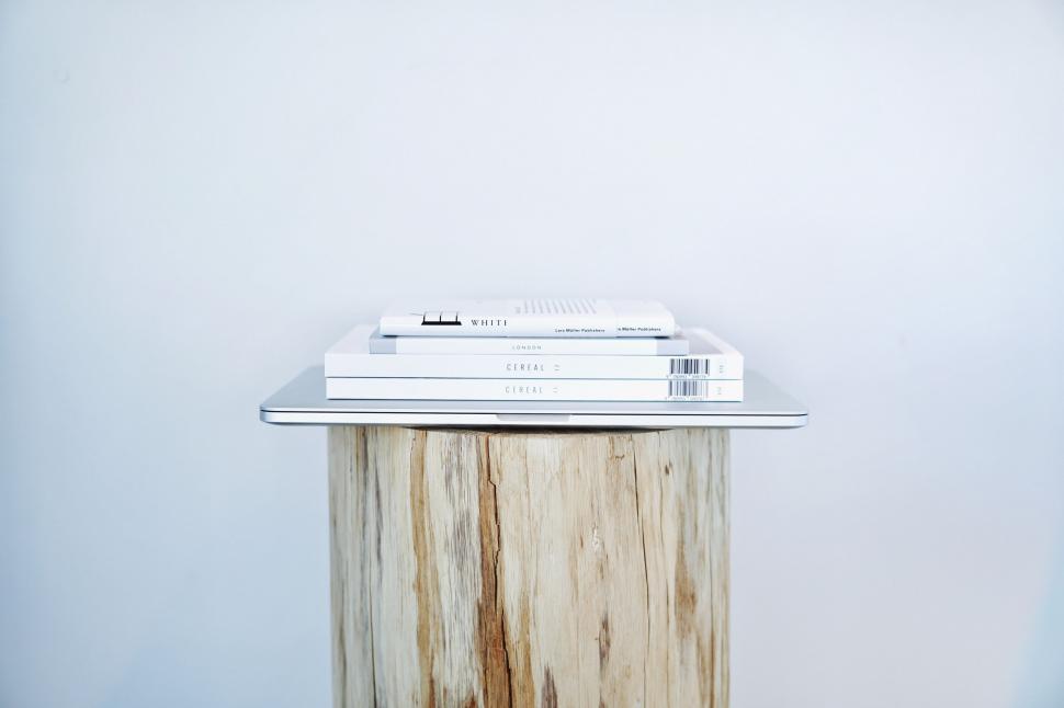 Free Image of Stack of Books on Top of Trash Can 