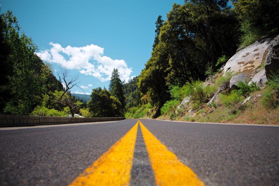 Free Image of Straight Road With Yellow Line 