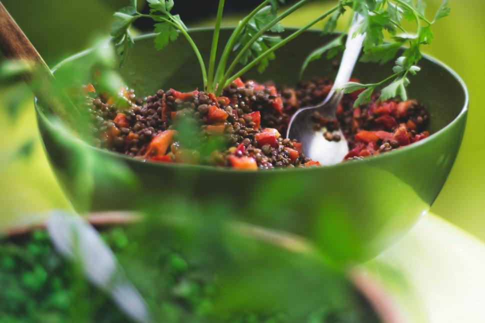 Free Image of Close Up of a Bowl of Food on a Table 