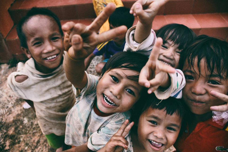 Free Image of Group of Young Children Standing Together 