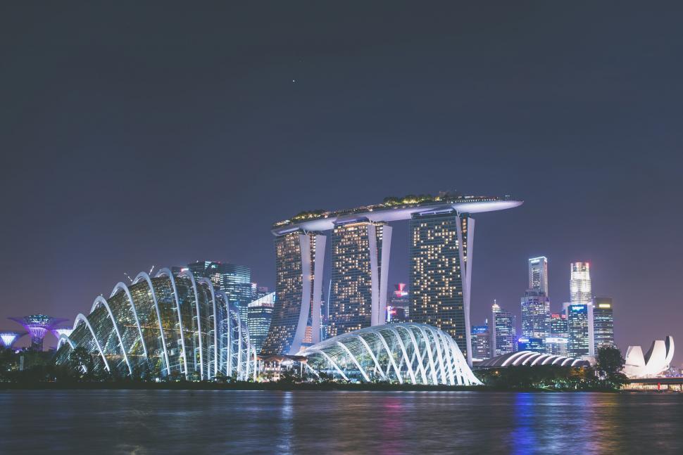Free Image of City Night View Across the Water 