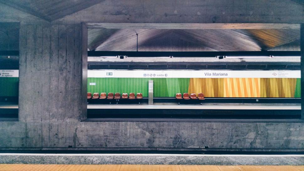 Free Image of Train Station With Train on Tracks 