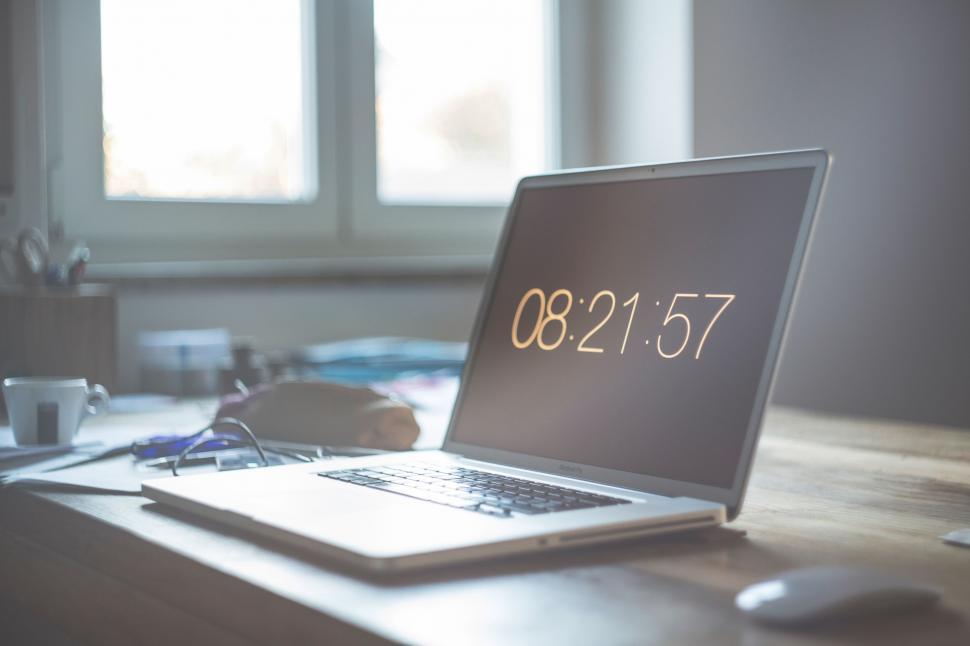 Free Image of Laptop Computer on Wooden Desk 