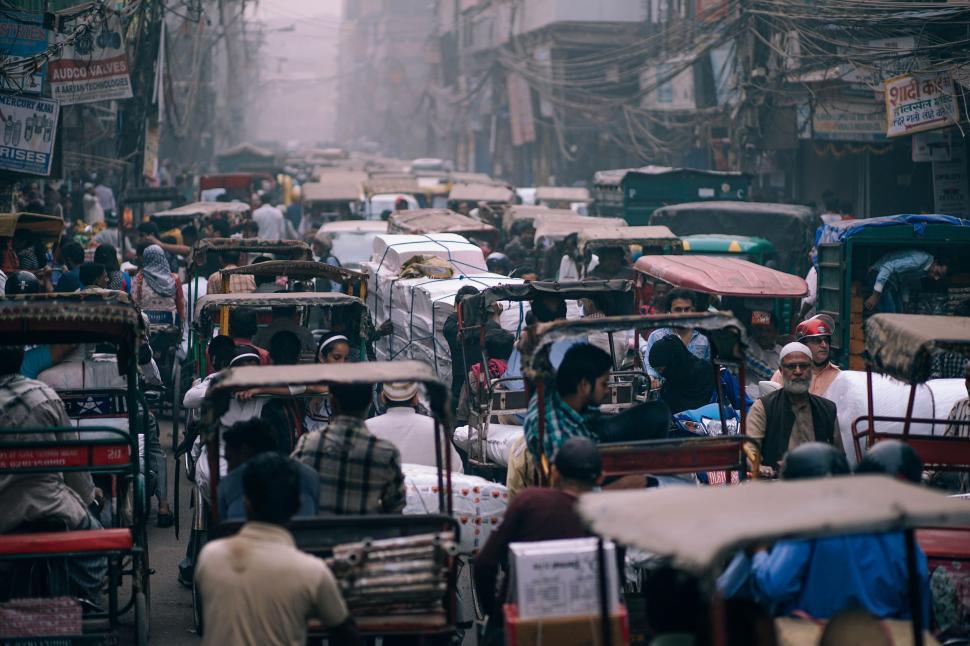 Free Image of Bustling City Street Filled With Traffic 