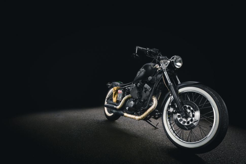 Free Image of Classic Motorcycle in Black and White 