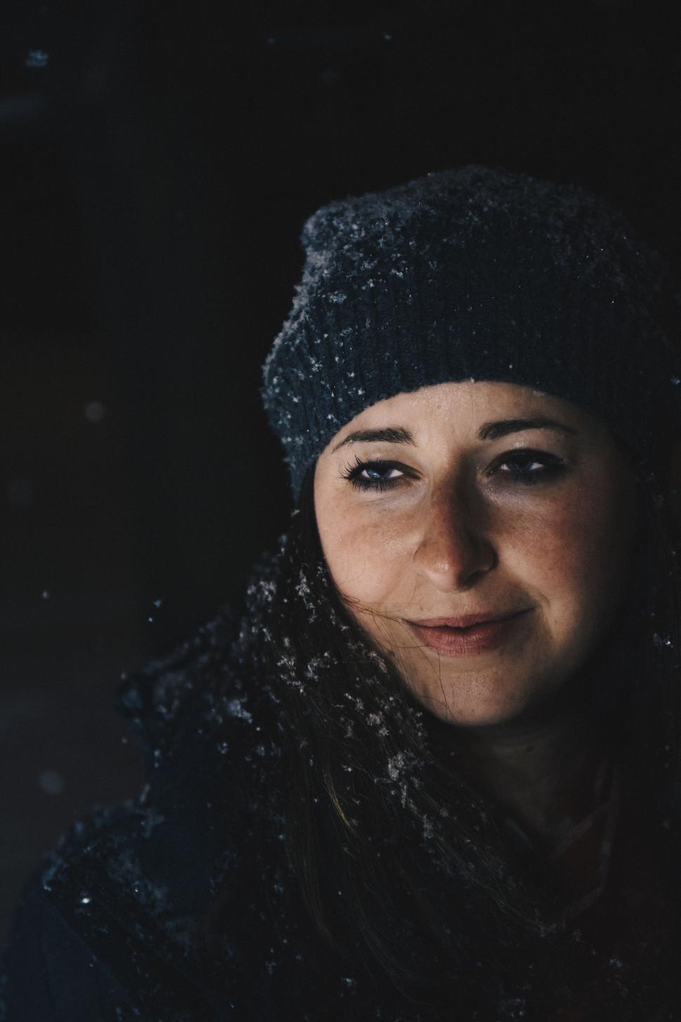 Free Image of Woman Wearing Black Hat and Scarf 