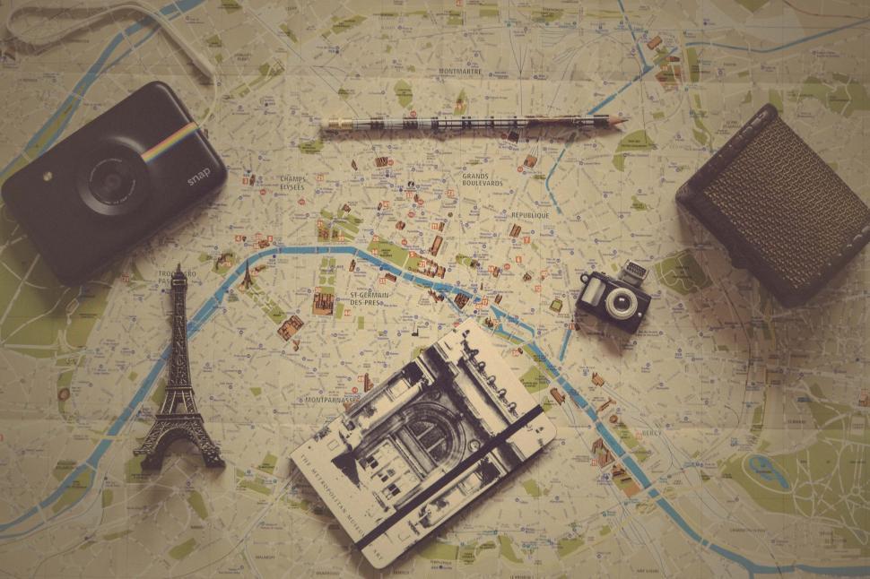Free Image of Diverse Objects Scattered on Map 
