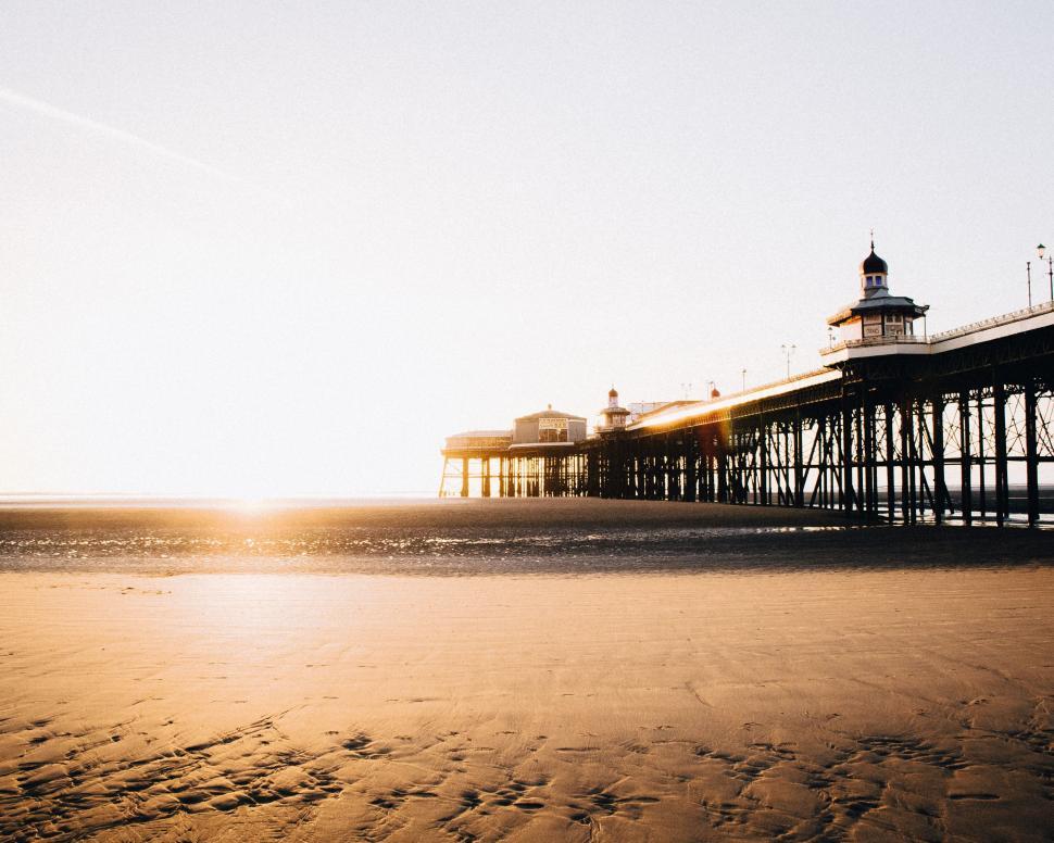 Free Image of Sunset at Beach Pier 