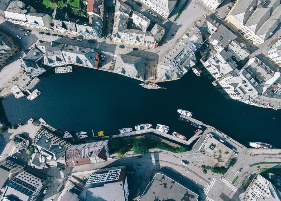 Free Image of Aerial View of City With River 