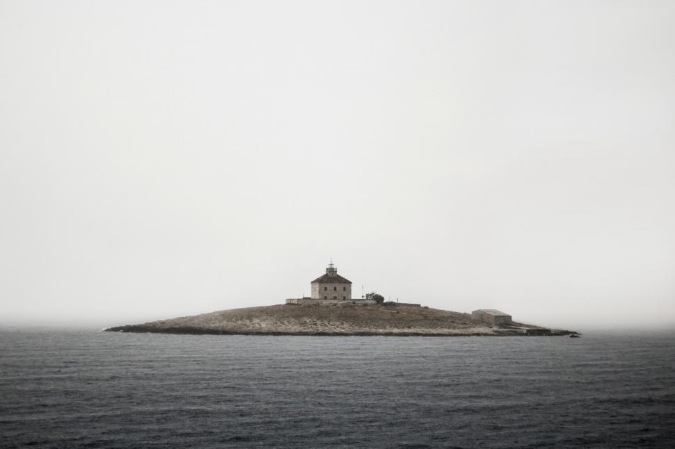 Free Image of A Small Island in Black and White 