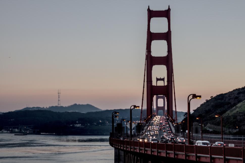 Free Image of Busy Traffic on a Tall Bridge 