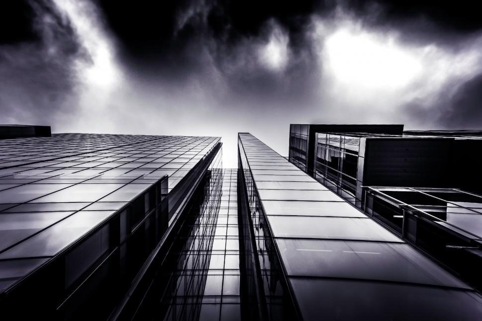 Free Image of Tall Buildings in Black and White 
