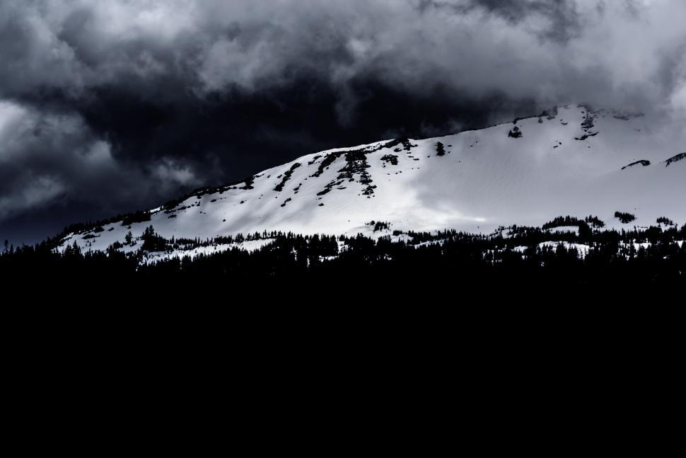 Free Image of Snow Covered Mountain Under Cloudy Sky 