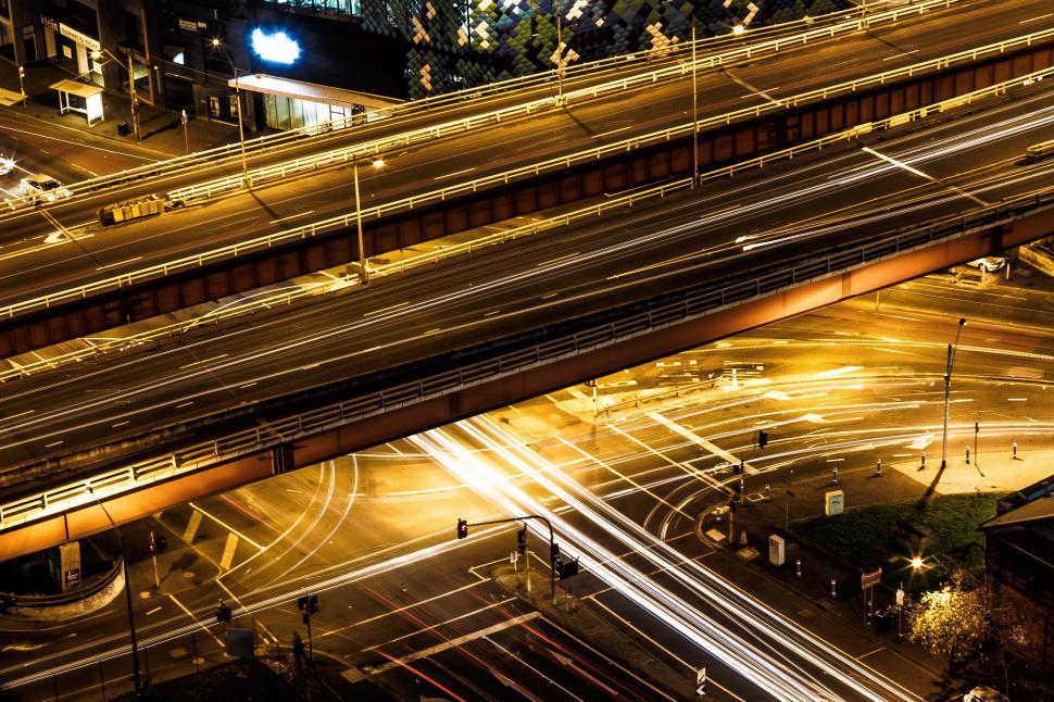 Free Image of Overhead View of City Street at Night 