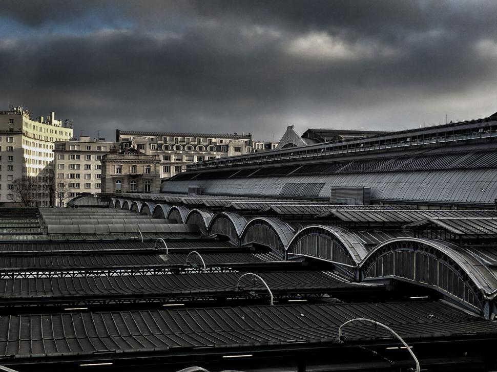 Free Image of Historic Train Station in Black and White 