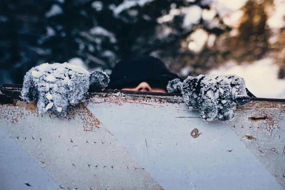 Free Image of Snow Covered Roof Close Up 