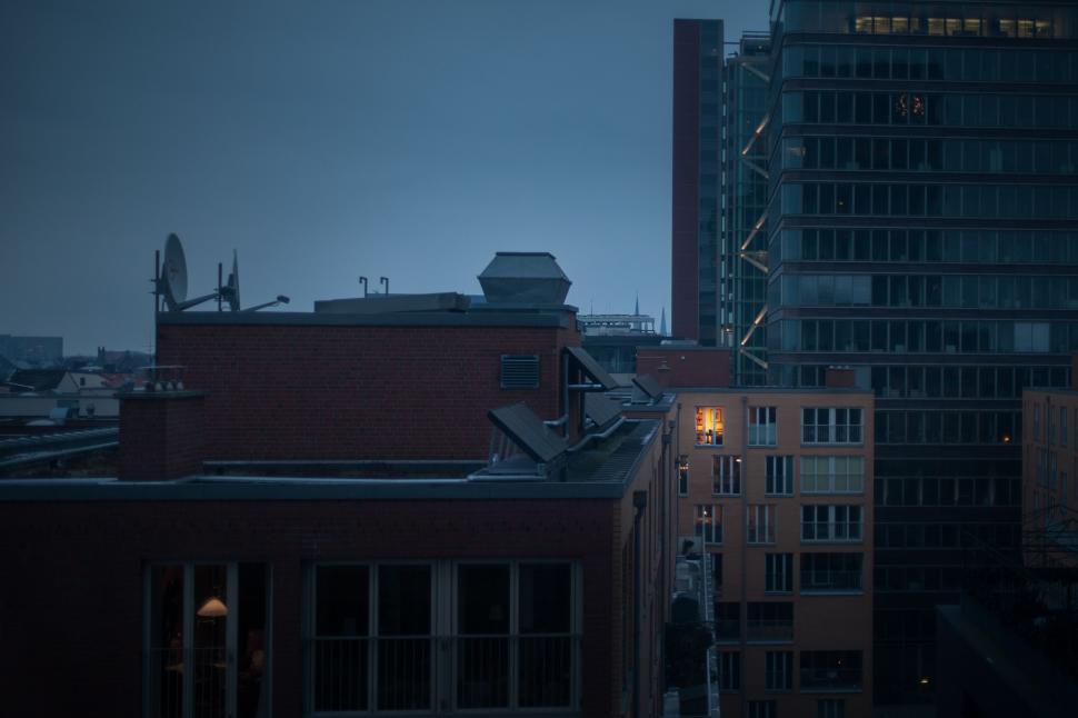 Free Image of Night Cityscape View From Rooftop 