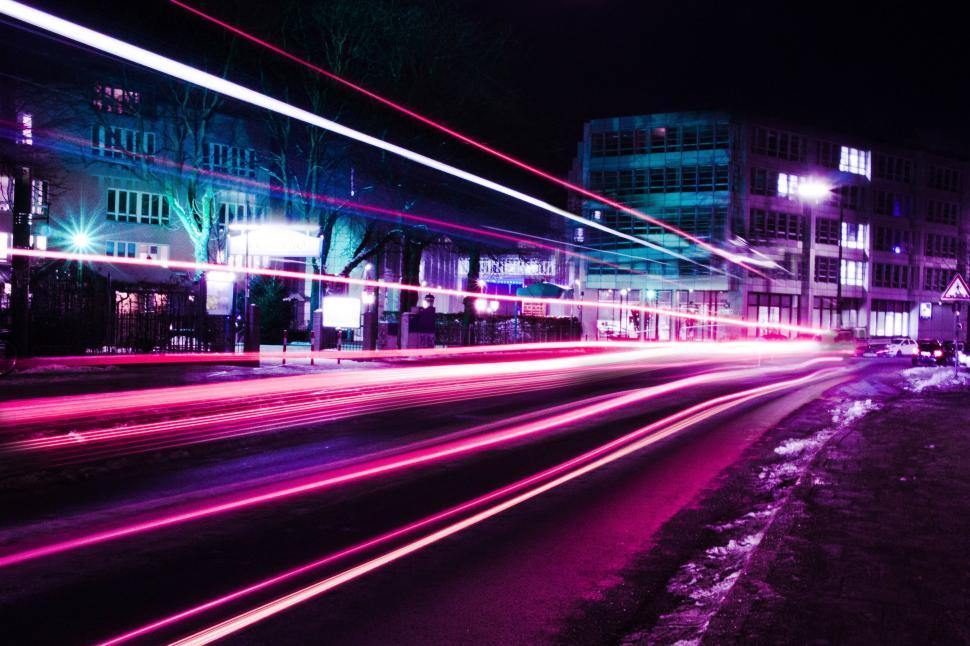 Free Image of Blurry Night City Street 