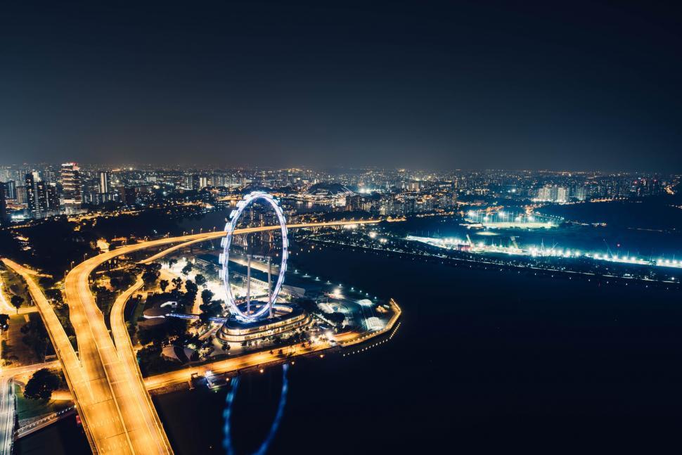 Free Image of Aerial View of City at Night 