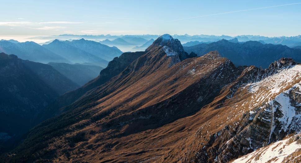 Free Image of A Majestic View of a Mountain Range From the Summit 