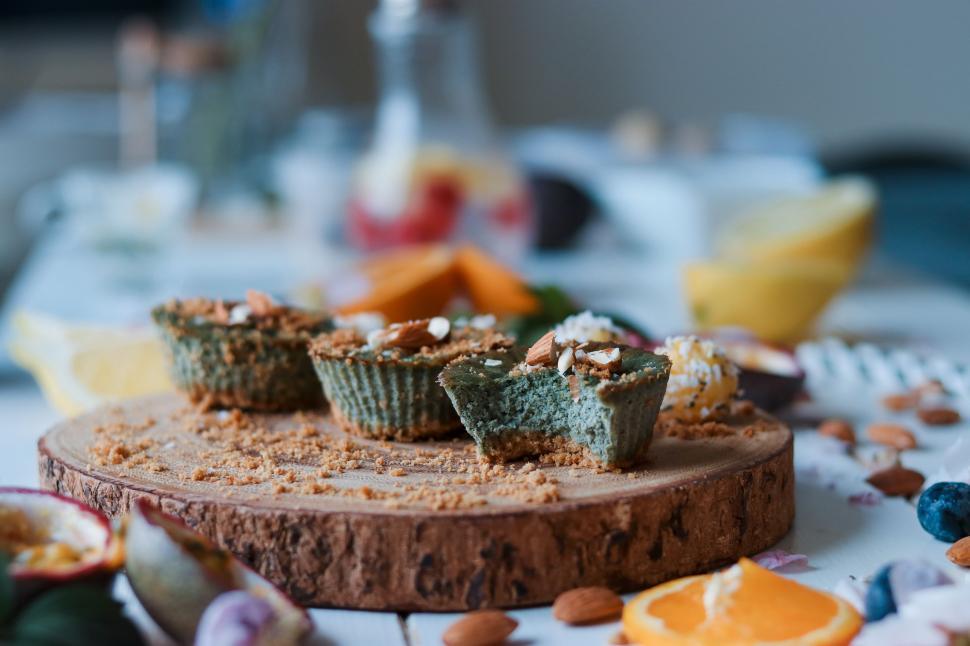Free Image of Close Up of a Plate of Cupcakes on a Table 