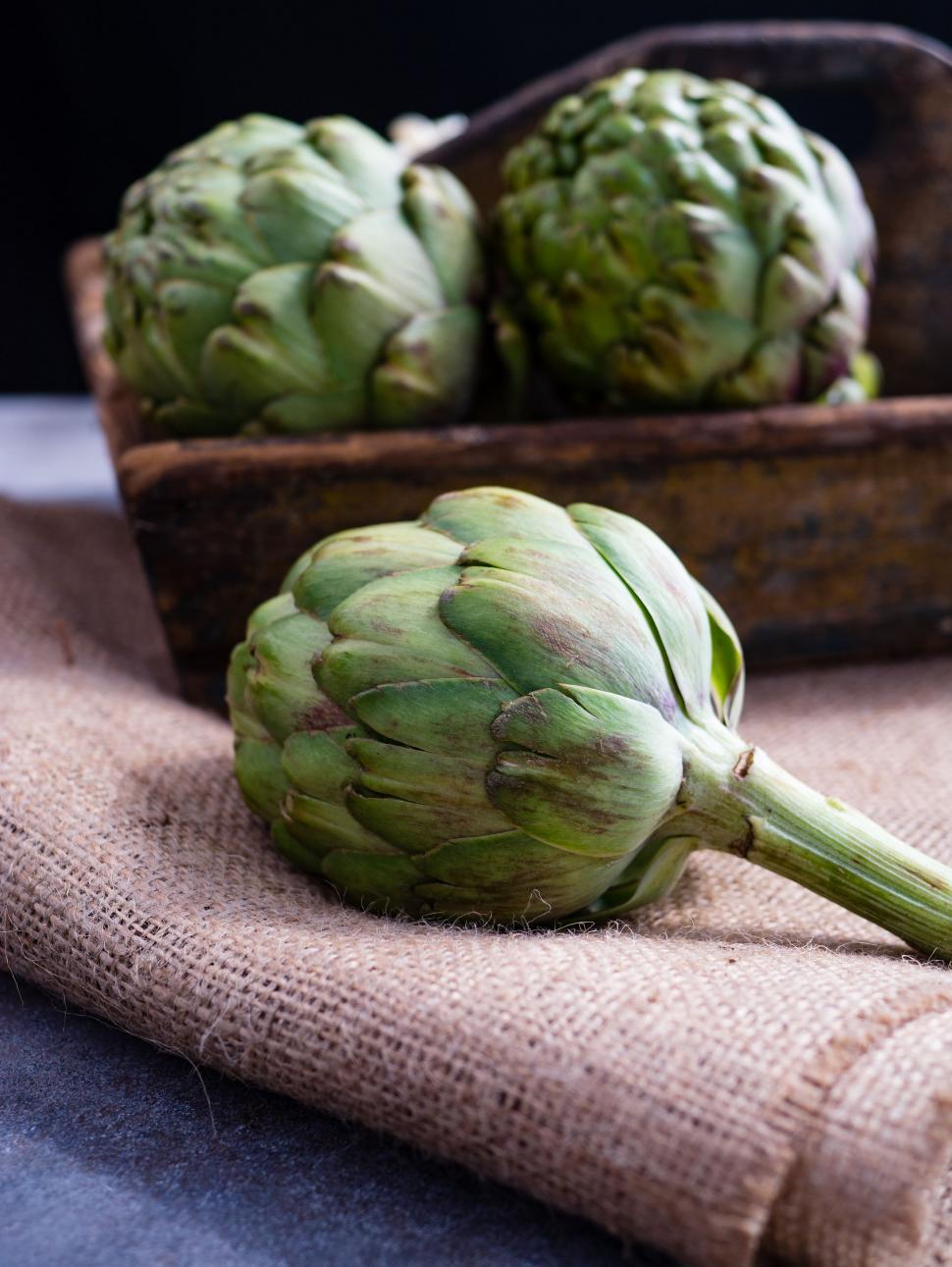 Free Image of Artichokes Arranged on Cloth 