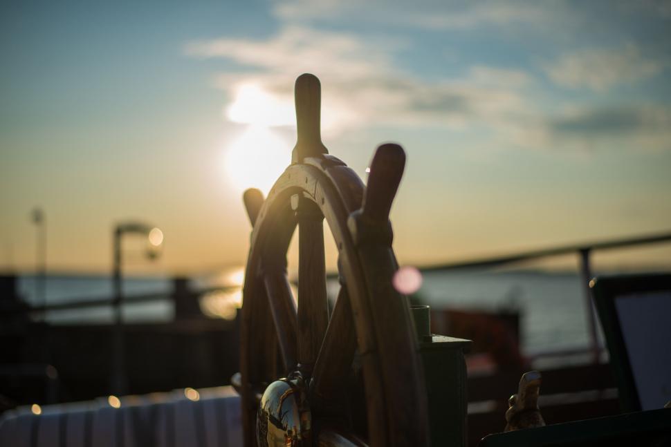 Free Image of Close Up of a Boat Steering Wheel 