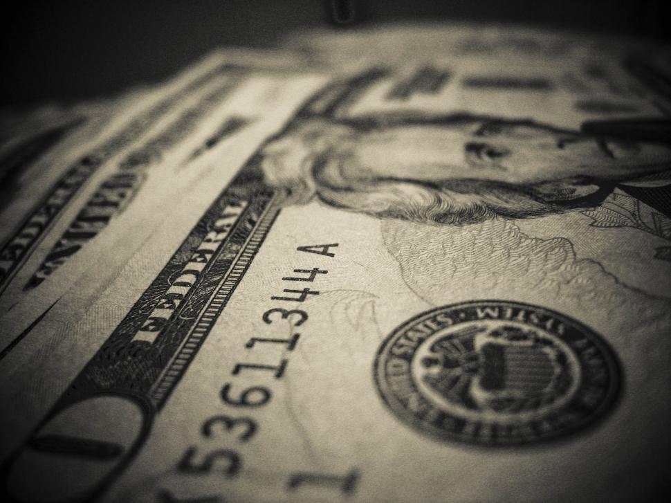 Free Image of angle of 20 dollar bills 