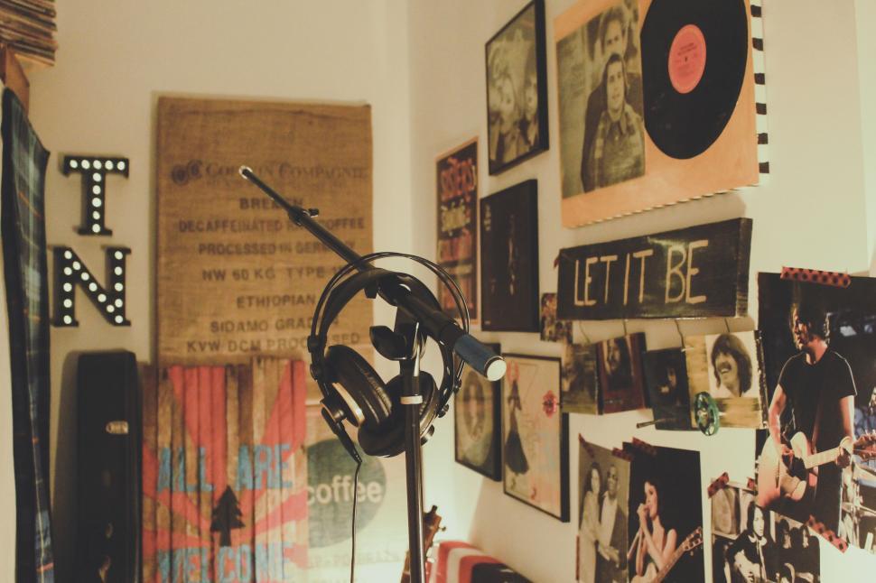 Free Image of Professional Recording Studio With Microphone and Headphones 