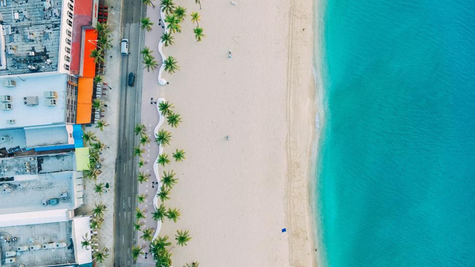 Free Image of Aerial View of Beach and Buildings 