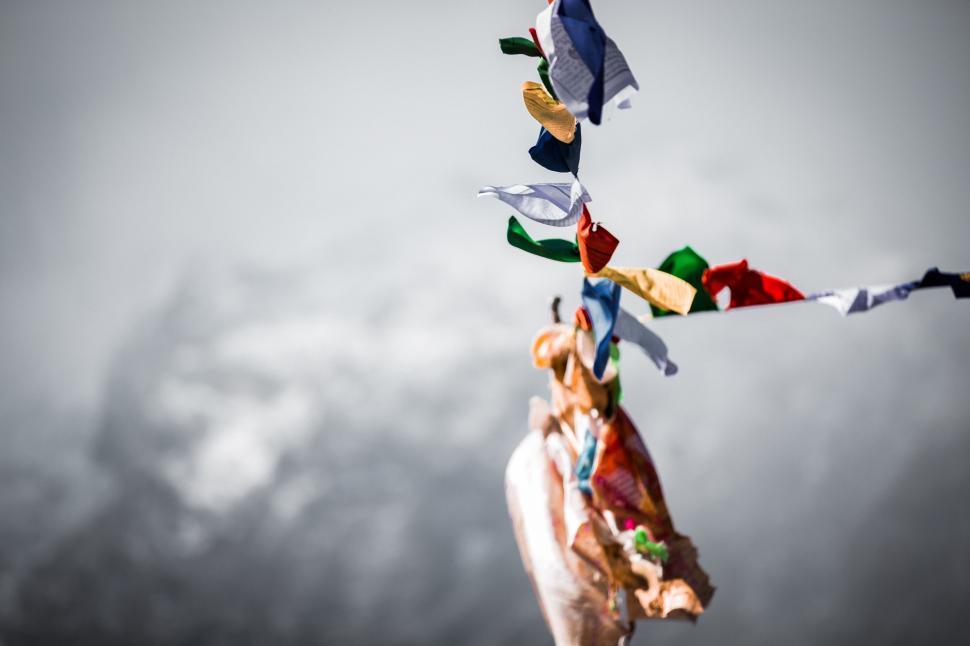 Free Image of Flags Fluttering in the Sky 