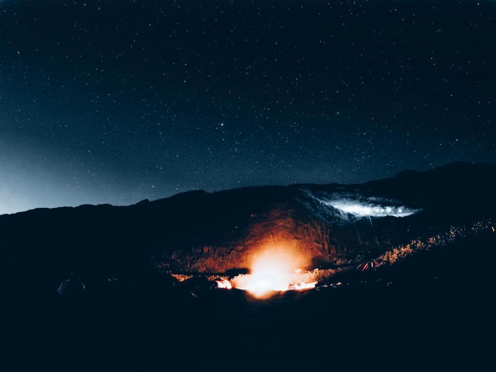 Free Image of Fire Lighting up the Night Sky 