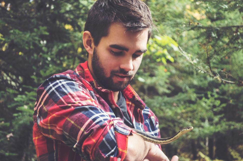 Free Image of Man Holding a Snake in His Hands 
