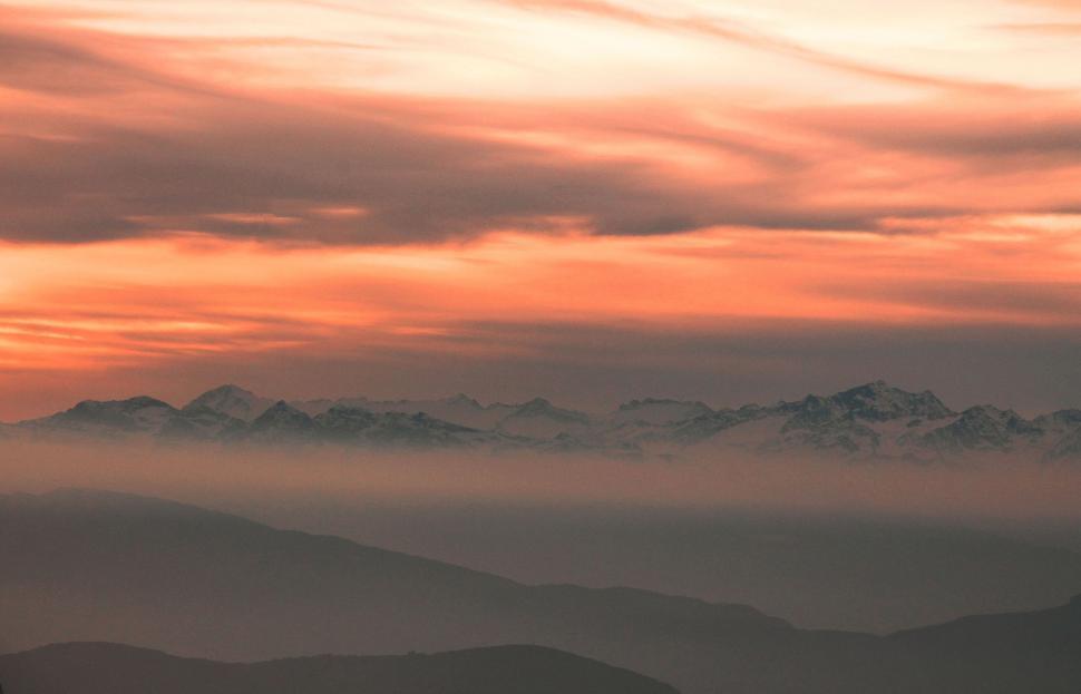 Free Image of Fog Blanketing Mountain Range 