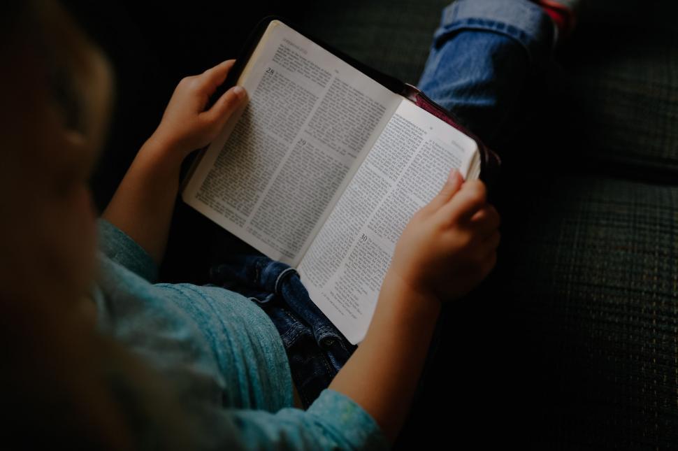 Free Image of Person Sitting on Couch Reading Book 