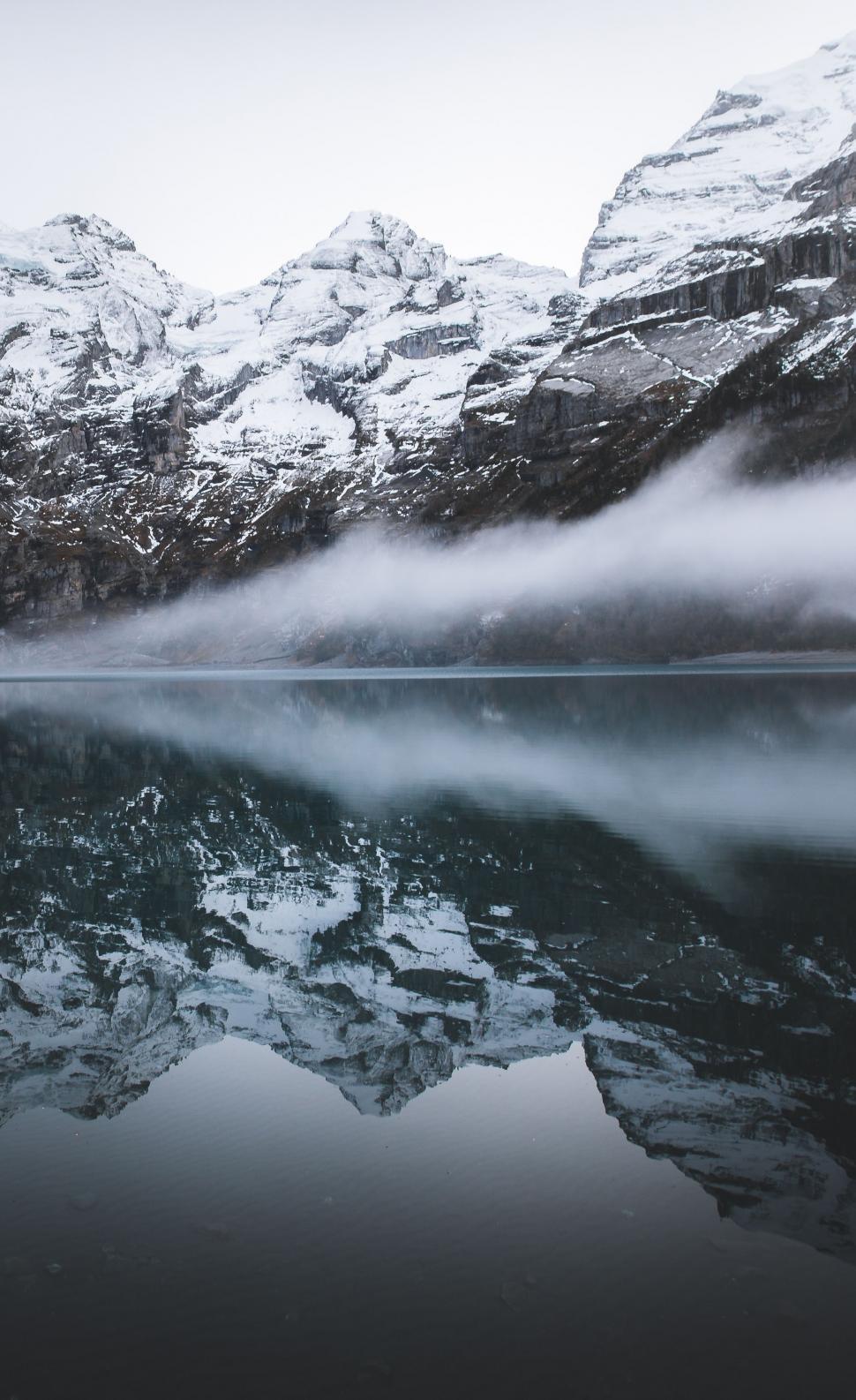 Free Image of Snow-Covered Mountain by Water 