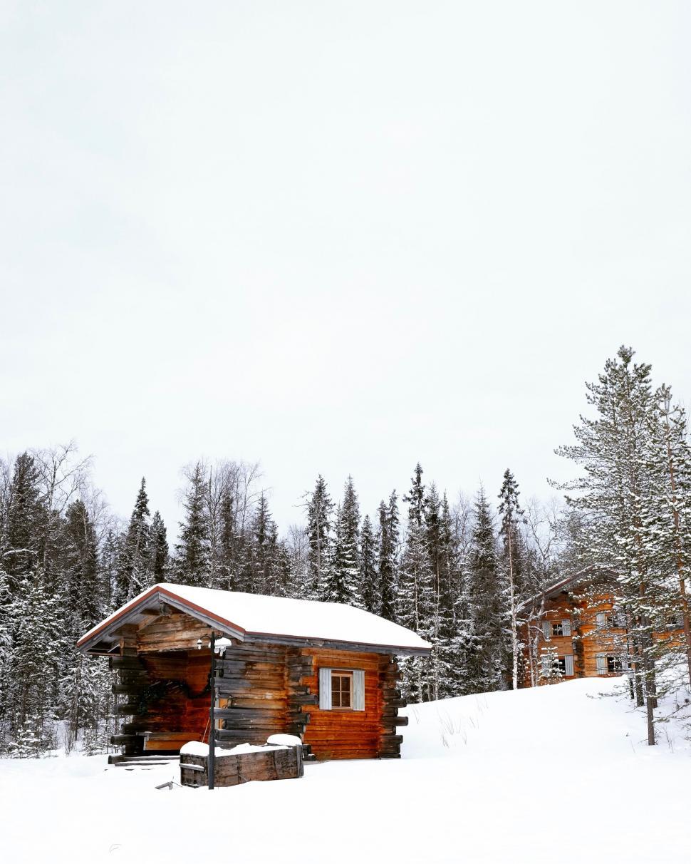 Free Image of Snowy Forest Cabin 