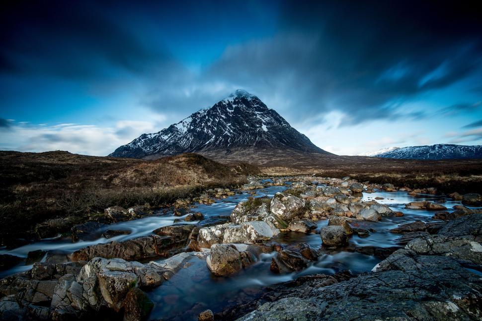 Free Image of Majestic Mountain With Rumbling Stream 