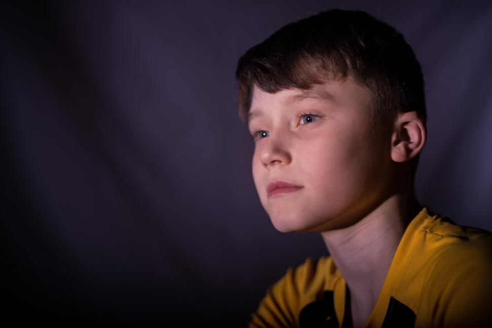 Free Image of Young Boy With Serious Expression 