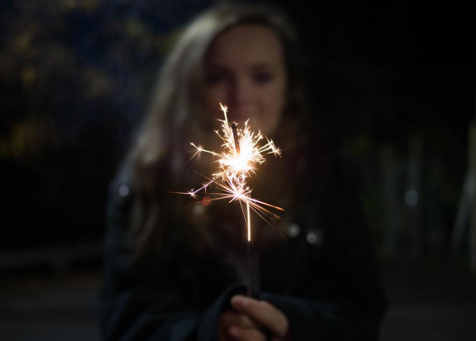 Free Image of Woman Holding Sparkler in Hand 